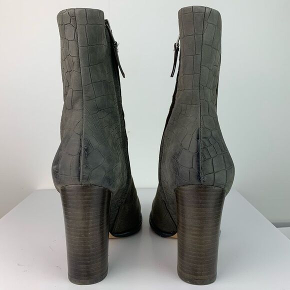 Sam Edelman Women’s Gray Leather Crocodile effect Reyes heeled ankle boots 6.5 - Picture 7 of 15